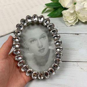Clear Jewel Oval Stand Alone Picture Frame